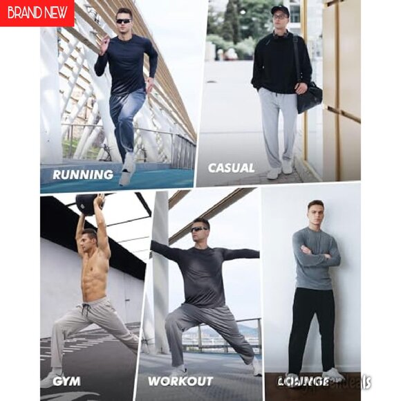 Men's 3-Pack Sweatpants with Pockets, Mesh Open Bottom Joggers, Loose Fit - Picture 3 of 8